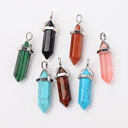 Synthetic Mixed Gemstone Pointed Pendants US-G-F295-03