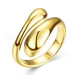 Real 18K Gold Plated Adjustable Brass Finger Rings for Women US-RJEW-BB07574-A