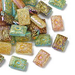 50Pcs Golden Metal Enlaced Opaque Acrylic Beads US-OACR-CJ0001-79