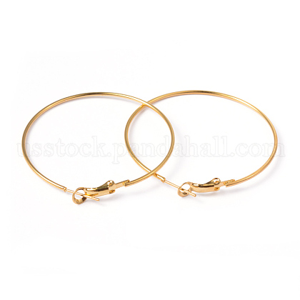 Golden Brass Hoop Earrings US-X-EC108-4NFG-1