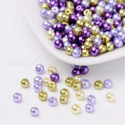 Lavender Garden Mix Pearlized Glass Pearl Beads US-HY-X006-4mm-08-1