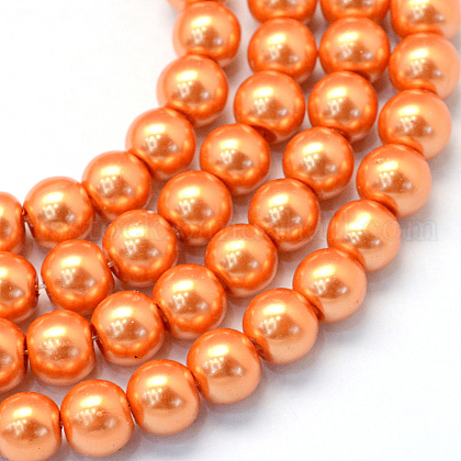 Baking Painted Pearlized Glass Pearl Round Bead Strands US-HY-Q003-6mm-36-1