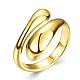 Real 18K Gold Plated Adjustable Brass Finger Rings for Women US-RJEW-BB07574-A-1