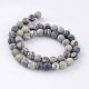 Round Frosted Natural Black Silk Stone/Netstone Bead Strands US-G-M248-8mm-03-3