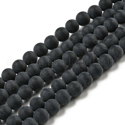Grade A Natural Black Agate Beads Strands US-G447-2-1