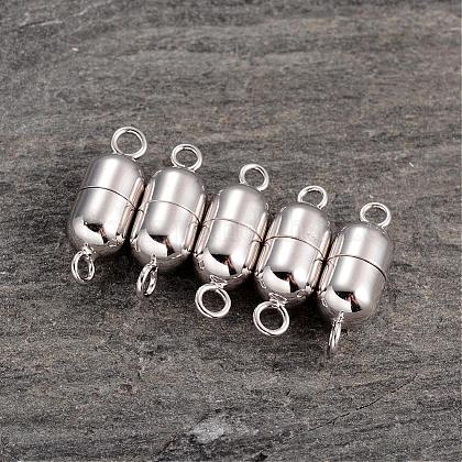 Platinum Plated Sterling Silver Column Magnetic Clasps US-STER-K014-H762-6x12-P-1