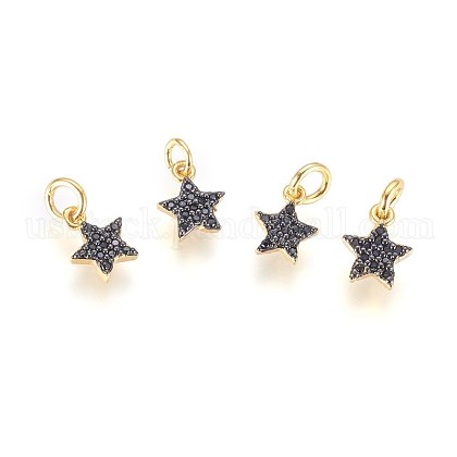 Brass Micro Pave Cubic Zirconia Charms US-ZIRC-G150-15A-1