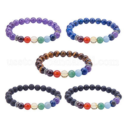 SUNNYCLUE Natural Gemstone Beads Stretch Bracelets US-BJEW-SC0001-01-1