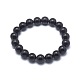 Synthetic Black Stone Bead Stretch Bracelets US-BJEW-K212-A-032-2