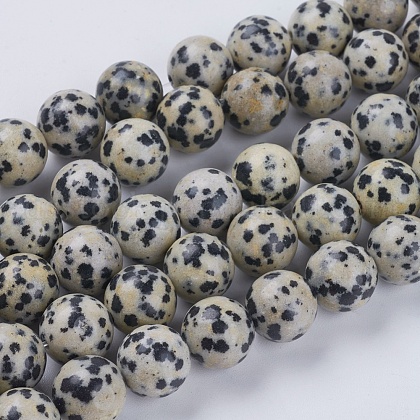 Natural Dalmation Jasper Beads Strands US-G-G515-10mm-06-1