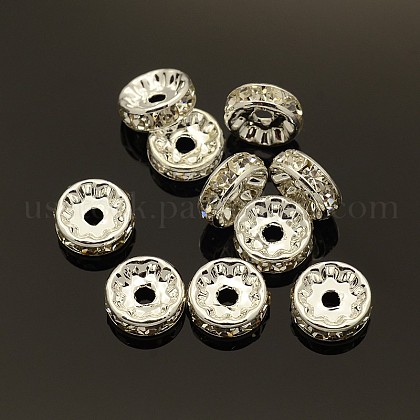 Brass Rhinestone Spacer Beads US-RB-A014-Z10mm-01S-NF-1