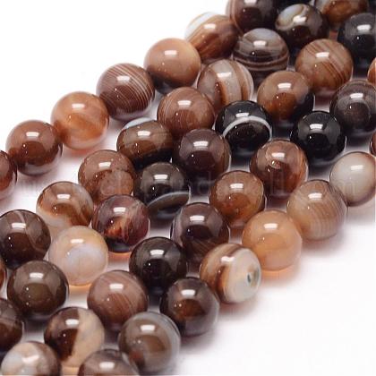 Natural Striped Agate/Banded Agate Bead Strands US-G-K155-A-8mm-14-1