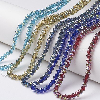 Electroplate Transparent Glass Beads Strands US-EGLA-A034-T6mm-S-1