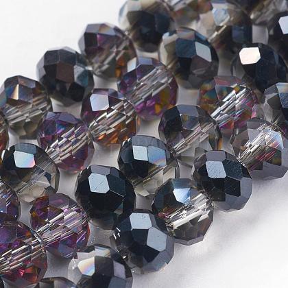 Electroplate Glass Faceted Rondelle Beads Strands US-EGLA-D020-6x4mm-12-1