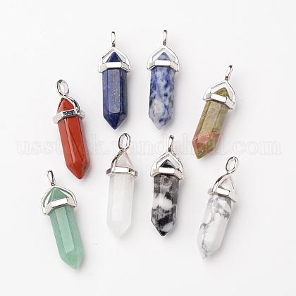 Natural Mixed Gemstone Double Terminated Pointed Pendants US-G-F295-04-1