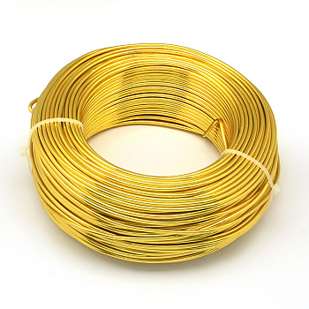 Round Aluminum Wire, Flexible Craft Wire, for Beading Jewelry Doll Craft Making, Gold, 18 Gauge, 1.0mm, 200m/500g(656.1 Feet/500g)
