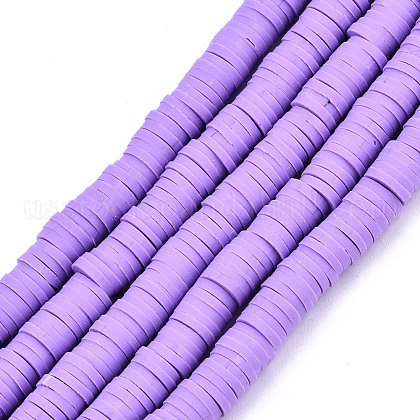 Handmade Polymer Clay Beads Strands US-CLAY-R089-6mm-113-1