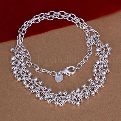 Popular Silver Color Plated Brass Ball Bib Necklaces US-NJEW-BB12694-1