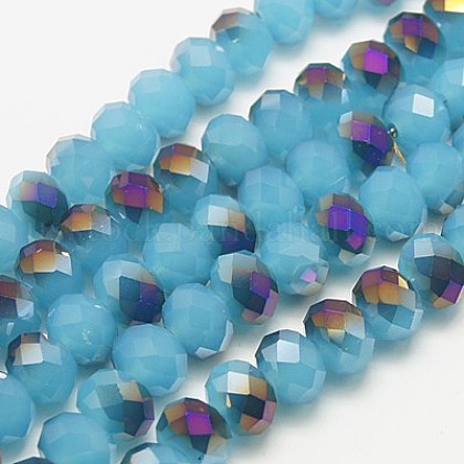 Electroplate Glass Faceted Rondelle Beads Strands US-EGLA-D020-4x3mm-40-1