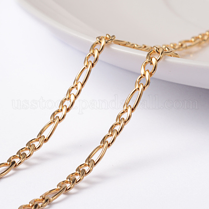 3.28 Feet Ion Plating(IP) 304 Stainless Steel Figaro Chains US-X-CHS-L014-05G-1
