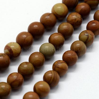 Natural Wood Lace Stone Beads Strands US-G-I199-17-8mm-1