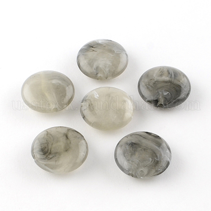 Flat Round Imitation Gemstone Acrylic Beads US-OACR-R051-08-1