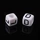 Mixed Letters White Letter Acrylic Cube Beads US-X-PL37C9308-6