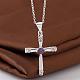 Silver Color Plated Brass Cubic Zirconia Cross Pendant Necklaces US-NJEW-BB09493-5