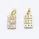 Brass Micro Pave Grade AAA Cubic Zirconia Charms US-ZIRC-P067-11G-E-NR-1