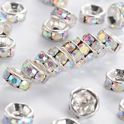 Brass Rhinestone Spacer Beads US-RB-A014-Z6mm-28S