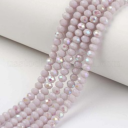 Electroplate Opaque Solid Color Glass Beads Strands US-EGLA-A034-P4mm-L08