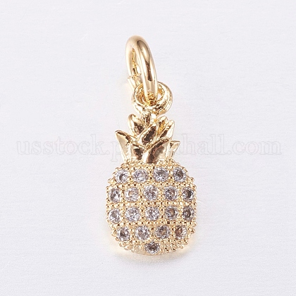 Brass Micro Pave Cubic Zirconia Charms US-ZIRC-E135-32G-1