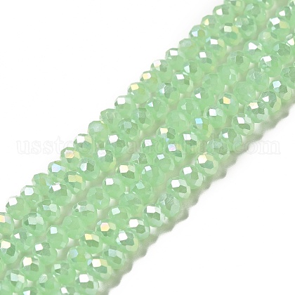 Electroplate Imitation Jade Glass Rondelle Beads Strands US-EGLA-F050B-02AB-1