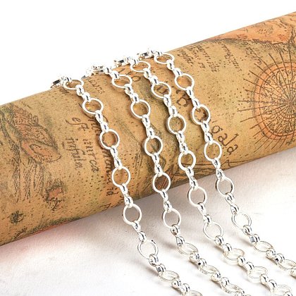 1 Yard Brass Handmade Mother-son Chains size 6x1mm Silver Chain for Jewelry Making US-CHC-PH0001-09S-1