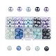 Silver-Grey Mix Baking Painted Crackle Glass & Glass Pearl Bead Sets US-HY-X0009-10mm-07-1