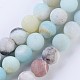 Frosted Natural Amazonite Round Bead Strands US-G-E334-6mm-09-1