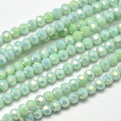 Faceted Round Full Rainbow Plated Electroplate Glass Beads Strands US-EGLA-J130-FR02-1
