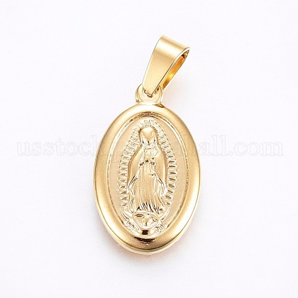 304 Stainless Steel Lady of Guadalupe Pendants US-STAS-H458-23G-1