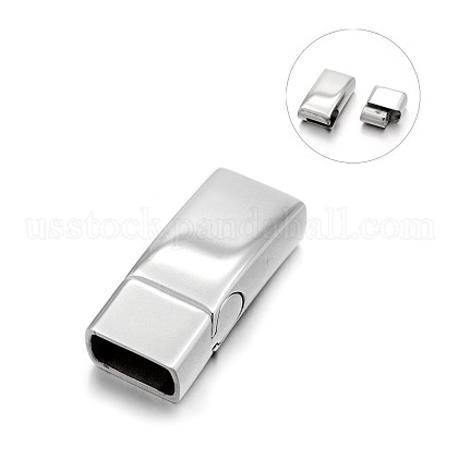 Smooth 304 Stainless Steel Rectangle Magnetic Clasps US-STAS-E089-43P-1