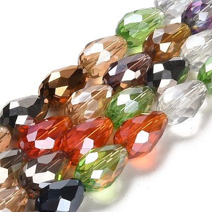 Faceted Teardrop Glass Beads Strands US-GS053-AB-1