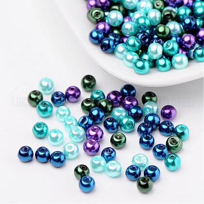 Ocean Mix Pearlized Glass Pearl Beads US-HY-X006-4mm-11-1