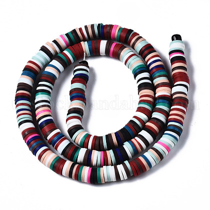 Flat Round Handmade Polymer Clay Bead Spacers&nbsp;US-CLAY-R067-4.0mm-M2-2