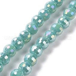 Electroplate Opaque Solid Color Glass Beads Strands US-GLAA-E036-10A