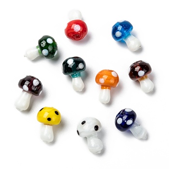 Handmade Lampwork Beads, Mushroom, Mixed Color, 19x14.5mm, Hole: 2mm