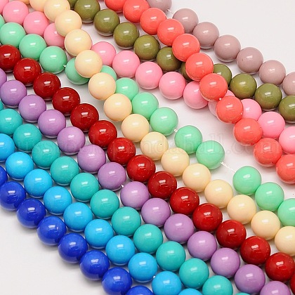 Eco-Friendly Round Baking Paint Glass Beads Strands US-HY-A003-10mm-M-1