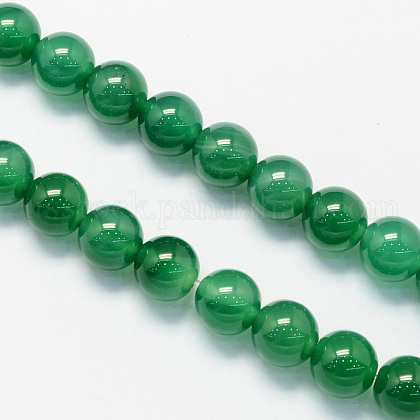 Round Dyed Natural Green Onyx Agate Beads Strands US-G-S123-8mm-1