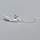 Silver Color Plated Brass Chain Extender with Alloy Lobster Claw Clasp and Folding Crimp Ends US-X-KK-E179-S-2
