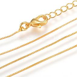 Real 18K Gold Plated Brass Box Chains Necklaces US-MAK-R014-G