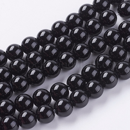 Synthetic Black Stone Beads Strands US-G-G621-8mm-14-1