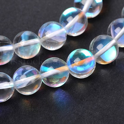 Synthetical Moonstone Round Beads Strands US-G-M049-8mm-02J-1